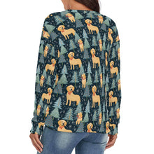 Load image into Gallery viewer, Golden Retriever Winter Forest Fest Women's V-Neck Christmas Sweater-Apparel-Apparel,Christmas,Dog Mom Gifts,Golden Retriever,Sweater,Sweatshirt-4