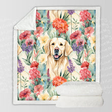 Load image into Gallery viewer, Golden Retriever&#39;s Blooming Symphony Soft Warm Fleece Blanket-Blanket-Blankets, Golden Retriever, Home Decor-10