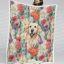 Load image into Gallery viewer, Golden Retriever&#39;s Blooming Symphony Soft Warm Fleece Blanket-Blanket-Blankets, Golden Retriever, Home Decor-12