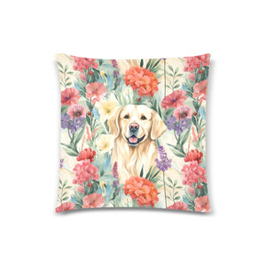 Golden Retriever's Blossom Delight Throw Pillow Covers-Cushion Cover-Golden Retriever, Home Decor, Pillows-2