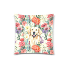 Load image into Gallery viewer, Golden Retriever&#39;s Blossom Delight Throw Pillow Covers-Cushion Cover-Golden Retriever, Home Decor, Pillows-One Golden-1