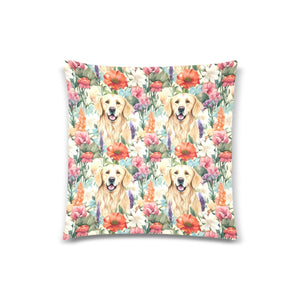 Golden Retriever's Floral Delight Throw Pillow Covers-White1-ONESIZE-3
