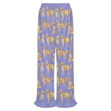 Load image into Gallery viewer, Golden Retrievers Pajama Pants for Women - Ruffle Hem Design - Watercolor Delight Golden Retrievers-Pajamas-Apparel,Dog Mom Gifts,Golden Retriever,Pajamas-11