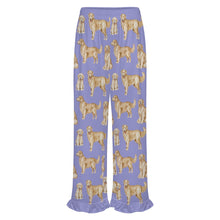 Load image into Gallery viewer, Golden Retrievers Pajama Pants for Women - Ruffle Hem Design - Watercolor Delight Golden Retrievers-Pajamas-Apparel,Dog Mom Gifts,Golden Retriever,Pajamas-13