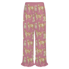 Load image into Gallery viewer, Golden Retrievers Pajama Pants for Women - Ruffle Hem Design - Watercolor Delight Golden Retrievers-Pajamas-Apparel,Dog Mom Gifts,Golden Retriever,Pajamas-18