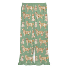 Load image into Gallery viewer, Golden Retrievers Pajama Pants for Women - Ruffle Hem Design - Watercolor Delight Golden Retrievers-Pajamas-Apparel,Dog Mom Gifts,Golden Retriever,Pajamas-19