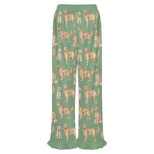 Load image into Gallery viewer, Golden Retrievers Pajama Pants for Women - Ruffle Hem Design - Watercolor Delight Golden Retrievers-Pajamas-Apparel,Dog Mom Gifts,Golden Retriever,Pajamas-20