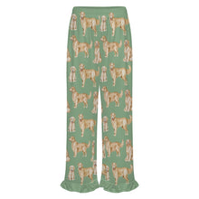 Load image into Gallery viewer, Golden Retrievers Pajama Pants for Women - Ruffle Hem Design - Watercolor Delight Golden Retrievers-Pajamas-Apparel,Dog Mom Gifts,Golden Retriever,Pajamas-22