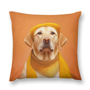 Golden Turban Yellow Labrador Plush Pillow Case-Cushion Cover-Dog Dad Gifts, Dog Mom Gifts, Home Decor, Labrador, Pillows-12 "×12 "-1