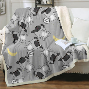 Good Night Black Pug Love Soft Warm Fleece Blanket - 4 Colors-Blanket-Blankets, Home Decor, Pug-15