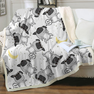 Good Night Black Pug Love Soft Warm Fleece Blanket - 4 Colors-Blanket-Blankets, Home Decor, Pug-16