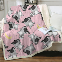 Load image into Gallery viewer, Good Night Black Pug Love Soft Warm Fleece Blanket - 4 Colors-Blanket-Blankets, Home Decor, Pug-Soft Pink-Small-2