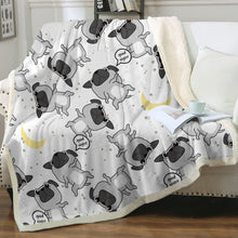 Load image into Gallery viewer, Good Night Black Pug Love Soft Warm Fleece Blanket - 4 Colors-Blanket-Blankets, Home Decor, Pug-Ivory-Small-4