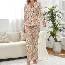 Load image into Gallery viewer, Goofy Corgis &amp; Colorful Blossoms Pajama Set for Women-Pajamas-Apparel, Corgi, Pajamas-2