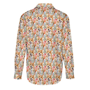 Goofy Corgis & Colorful Blossoms Women's Shirt-7