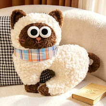 Load image into Gallery viewer, Goofy Siamese Cat Stuffed Animal - Big Eyed Fluffy Cat Plush Toy-White-45cm-1