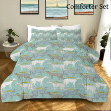 Load image into Gallery viewer, Graceful Elegance Whippet Greyhounds Bedding Set - Comforter or Duvet Cover-Bedding-Bedding, Blankets, Greyhound, Home Decor, Whippet-Mint Green-Comforter (with filling) + 2 Pillowcases-Twin-9