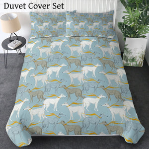 Graceful Elegance Whippet Greyhounds Bedding Set - Comforter or Duvet Cover-Bedding-Bedding, Blankets, Greyhound, Home Decor, Whippet-Pastel Blue-Duvet Cover (no filling) + 2 Pillowcases-Twin-13