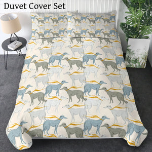 Graceful Elegance Whippet Greyhounds Bedding Set - Comforter or Duvet Cover-Bedding-Bedding, Blankets, Greyhound, Home Decor, Whippet-Pastel Cream-Duvet Cover (no filling) + 2 Pillowcases-Twin-10