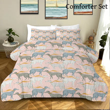 Load image into Gallery viewer, Graceful Elegance Whippet Greyhounds Bedding Set - Comforter or Duvet Cover-Bedding-Bedding, Blankets, Greyhound, Home Decor, Whippet-Soft Pink-Comforter (with filling) + 2 Pillowcases-Twin-6