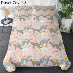 Graceful Elegance Whippet Greyhounds Bedding Set - Comforter or Duvet Cover-Bedding-Bedding, Blankets, Greyhound, Home Decor, Whippet-Soft Pink-Duvet Cover (no filling) + 2 Pillowcases-Twin-4