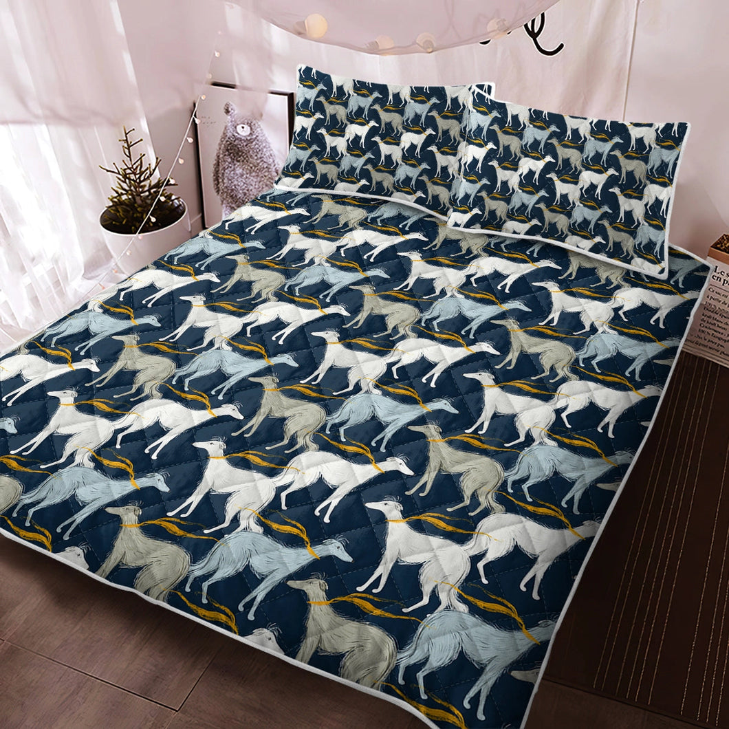 Graceful Elegance Whippet Greyhounds Quilted Blanket or Bedding Set-Bedding-Bedding, Blankets, Greyhound, Home Decor, Whippet-Midnight Blue-Only Quilt-Twin-11