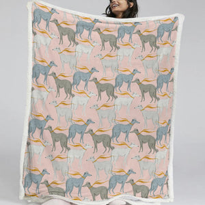 Graceful Elegance Whippet Greyhounds Warm Fleece Blanket - 6 Colors-Bedding-Bedding, Blankets, Christmas, Greyhound, Home Decor, Whippet-13