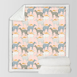 Graceful Elegance Whippet Greyhounds Warm Fleece Blanket - 6 Colors-Bedding-Bedding, Blankets, Christmas, Greyhound, Home Decor, Whippet-14