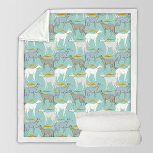 Graceful Elegance Whippet Greyhounds Warm Fleece Blanket - 6 Colors-Bedding-Bedding, Blankets, Christmas, Greyhound, Home Decor, Whippet-16