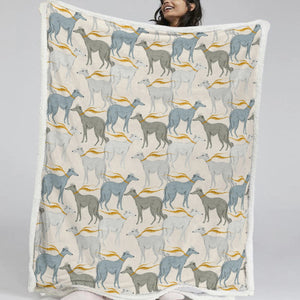 Graceful Elegance Whippet Greyhounds Warm Fleece Blanket - 6 Colors-Bedding-Bedding, Blankets, Christmas, Greyhound, Home Decor, Whippet-17