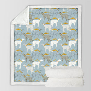 Graceful Elegance Whippet Greyhounds Warm Fleece Blanket - 6 Colors-Bedding-Bedding, Blankets, Christmas, Greyhound, Home Decor, Whippet-20