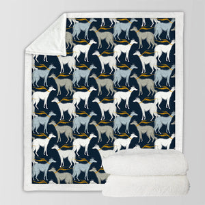 Graceful Elegance Whippet Greyhounds Warm Fleece Blanket - 6 Colors-Bedding-Bedding, Blankets, Christmas, Greyhound, Home Decor, Whippet-22