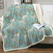 Load image into Gallery viewer, Graceful Elegance Whippet Greyhounds Warm Fleece Blanket - 6 Colors-Bedding-Bedding, Blankets, Christmas, Greyhound, Home Decor, Whippet-Mint Green-Small-2