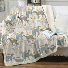 Load image into Gallery viewer, Graceful Elegance Whippet Greyhounds Warm Fleece Blanket - 6 Colors-Bedding-Bedding, Blankets, Christmas, Greyhound, Home Decor, Whippet-Pastel Cream-Small-3