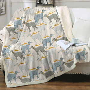 Graceful Elegance Whippet Greyhounds Warm Fleece Blanket - 6 Colors-Bedding-Bedding, Blankets, Christmas, Greyhound, Home Decor, Whippet-Pastel Cream-Small-3