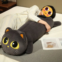 Load image into Gallery viewer, Gray and Black Giant Cat Soft Toy - Big Eyes and Orange Inner Ears-Stuffed Animals-Cat Memorial Gifts,Stuffed Animal-20