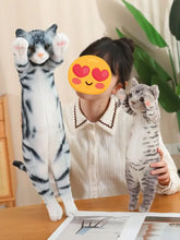 Load image into Gallery viewer, Gray and White American Shorthair Cat Plushie - Striped Tabby - Standing with Pink Paw Pads-16