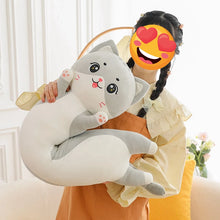 Load image into Gallery viewer, Gray and White Cat Plush Toy Body Pillow - Cuddly Long-Body Kitty (Medium to Giant Size)-Stuffed Animals-Cat Memorial Gifts,Grey and White Cat,Stuffed Animal-3