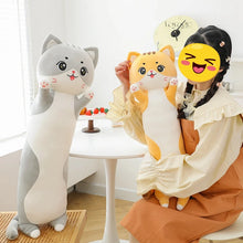 Load image into Gallery viewer, Gray and White Cat Plush Toy Body Pillow - Cuddly Long-Body Kitty (Medium to Giant Size)-Stuffed Animals-Cat Memorial Gifts,Grey and White Cat,Stuffed Animal-4