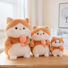 Load image into Gallery viewer, Gray and White Cat Plush Toy - Chunky Fat Fish Loving Cat-2