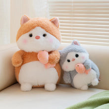 Load image into Gallery viewer, Gray and White Cat Plush Toy - Chunky Fat Fish Loving Cat-5