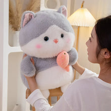 Load image into Gallery viewer, Gray and White Cat Plush Toy - Chunky Fat Fish Loving Cat-9