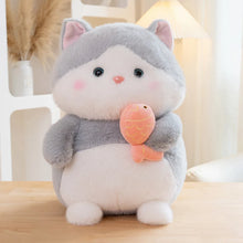 Load image into Gallery viewer, Gray and White Cat Plush Toy - Chunky Fat Fish Loving Cat-Gray-35cm-1