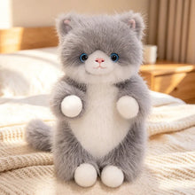 Load image into Gallery viewer, Gray and White Cat Stuffed Animal - Fluffy Standing Cat Plush Toy-Stuffed Animals-Cat Memorial Gifts,Cats,Grey and White Cat-12