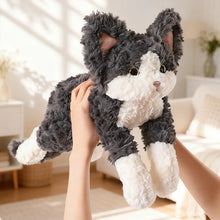 Load image into Gallery viewer, Gray and White Cat Stuffy - Curly Coat Cuddler-12