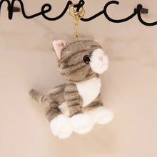 Load image into Gallery viewer, Gray and White Striped Tabby Cat Keychain Plush Toy-10
