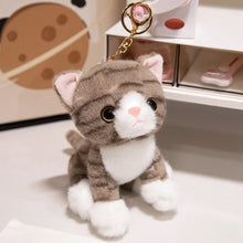 Load image into Gallery viewer, Gray and White Striped Tabby Cat Keychain Plush Toy-Stuffed Animals-Cat Memorial Gifts,Grey and White Cat,Keychain,Stuffed Animal,Tabby Cat-2