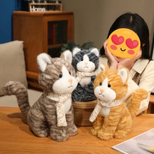 Load image into Gallery viewer, Grey and White Tabby Cat Plush Toy - Snuggly Scarf Kitty Cat-Stuffed Animals-Cats,Grey and White Cat,Stuffed Animal,Tabby Cat-6