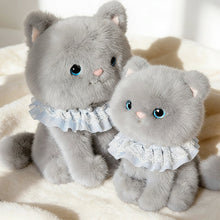 Load image into Gallery viewer, Gray Persian Cat Plushie - Big Eyes with Ruffle Collar-8
