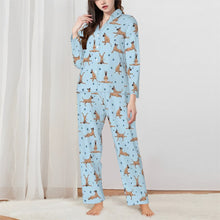 Load image into Gallery viewer, Great Dane Pajamas for Women - XL Available - Fawn Great Danes Doing Yoga-Pajamas-Apparel,Dog Mom Gifts,Great Dane,Pajamas-Blue-XS-2